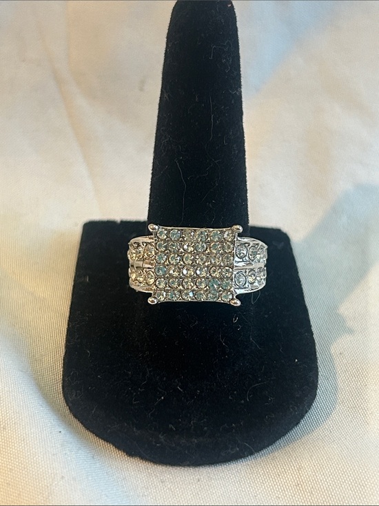 Jewelry - Silver-Tone Pave Crystal Statement Ring - Silver
